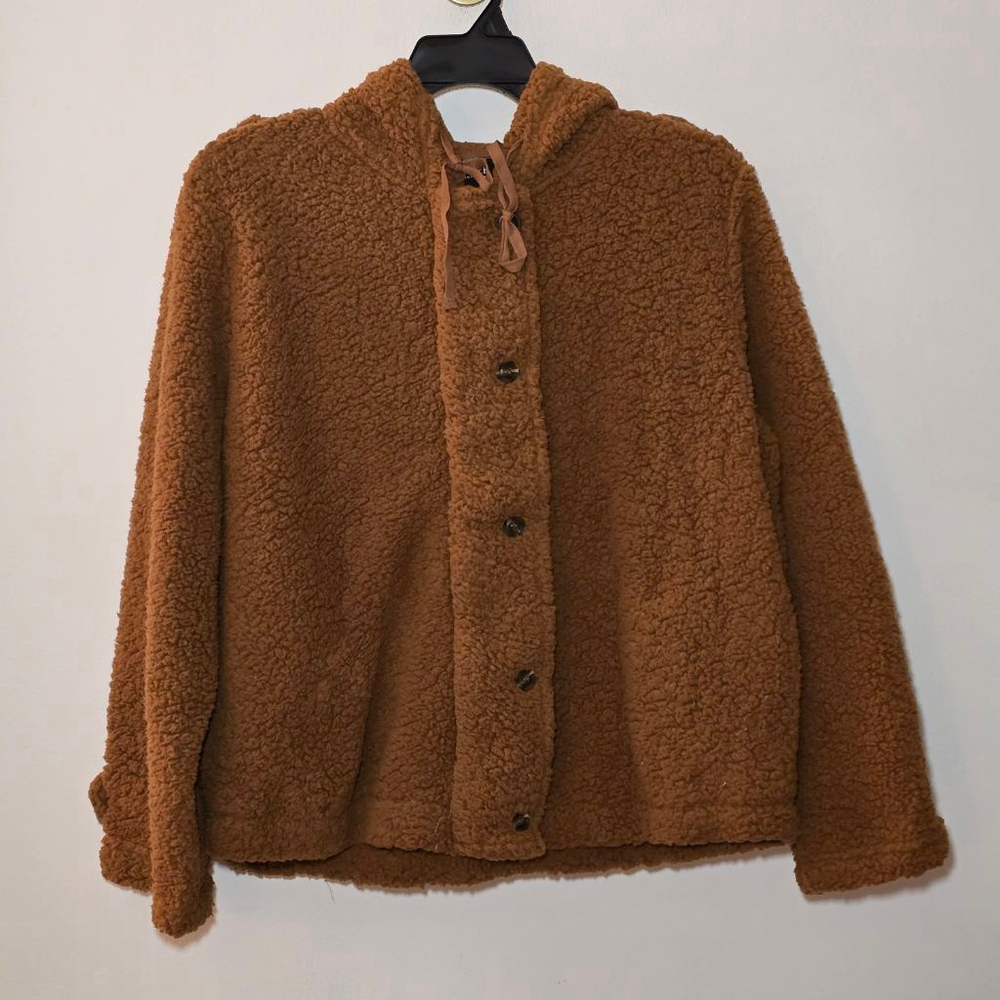Women's Perch by Blu-Pepper Brown Teddy Jacket 1X - Picture 2 of 7